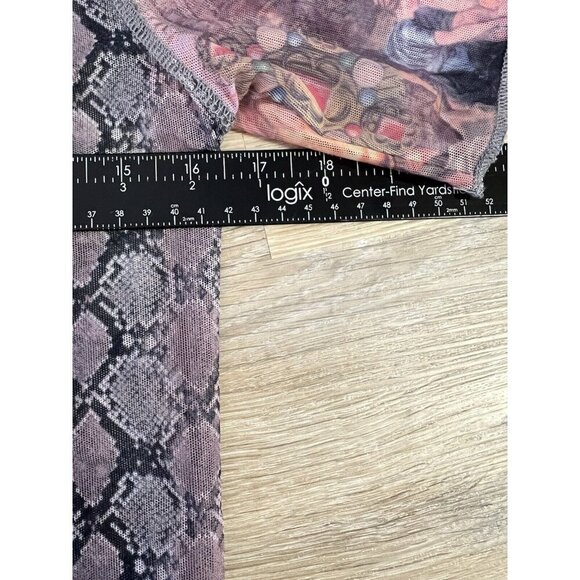 AGOLDE Vintage Mesh Top Y2K 00s Sheer Small Snake Print Mixed Media Romantic - Picture 9 of 10